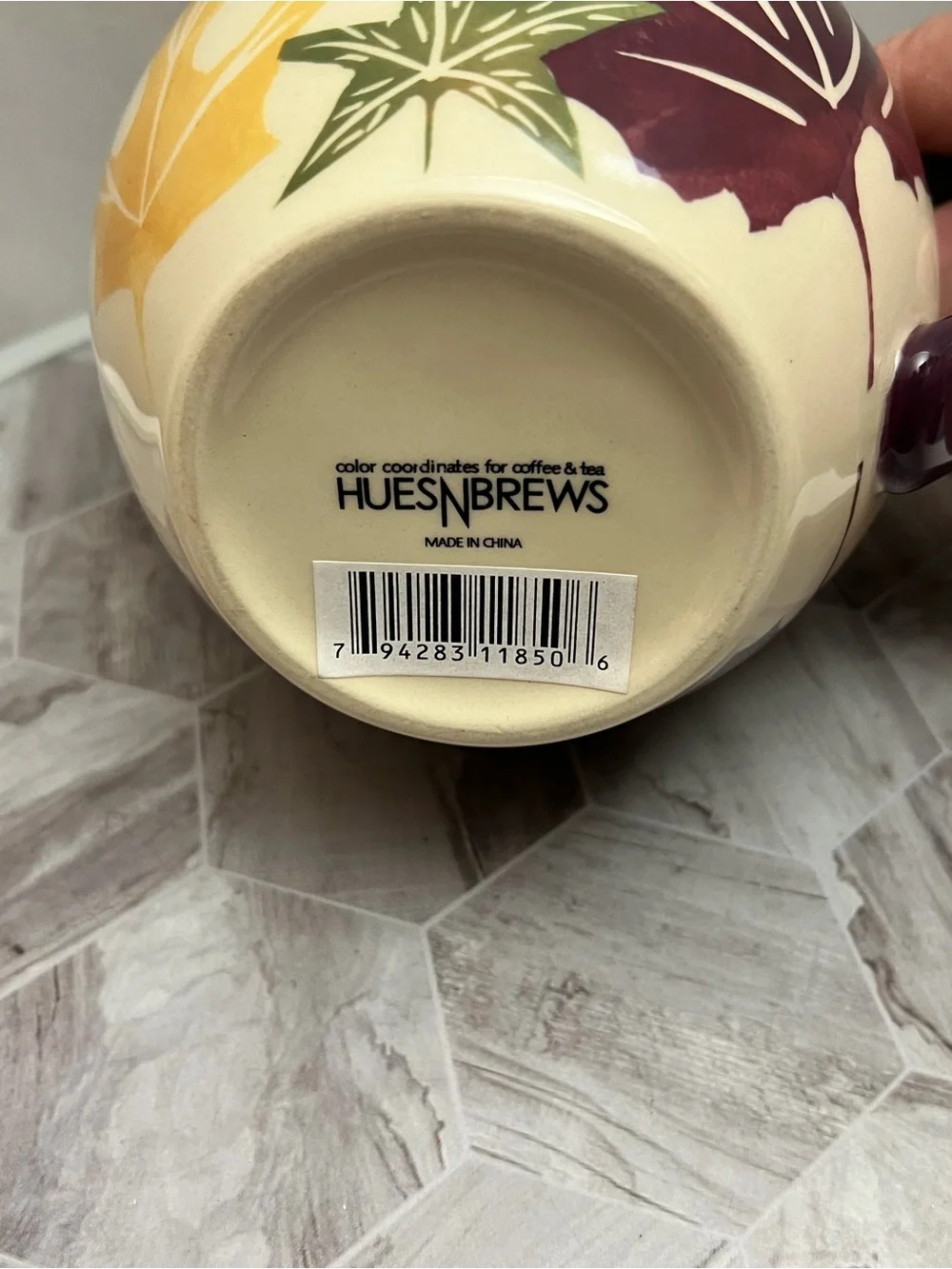 HuesNBrews I-Pot Ceramic Tea Infuser Pot Fall Leaves Stainless Lid Strainer Box